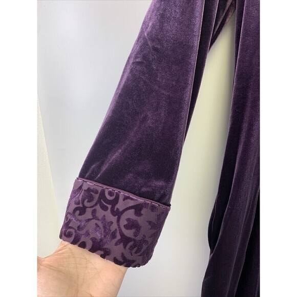 Adonna Robe Lounger Velvet Velour Purple Soft Half Zip Collared Long Women Small - Picture 3 of 15
